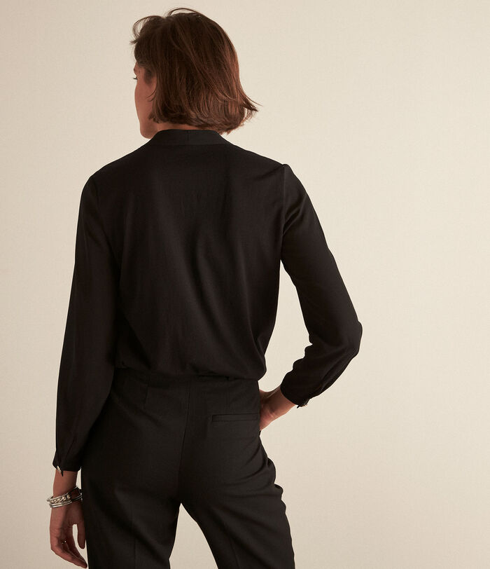Davina black dual-fabric blouse PhotoZ | 1-2-3