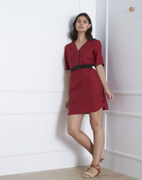 Loanne red linen dress | 1-2-3 Loanne red linen dress PhotoZ | 1-2-3