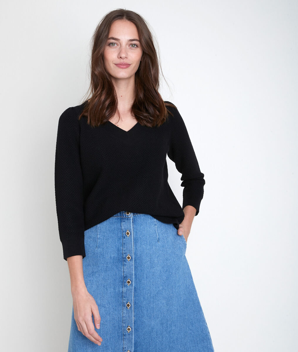 Amore black decorative knit jumper | 1-2-3 Amore black decorative knit jumper PhotoZ | 1-2-3