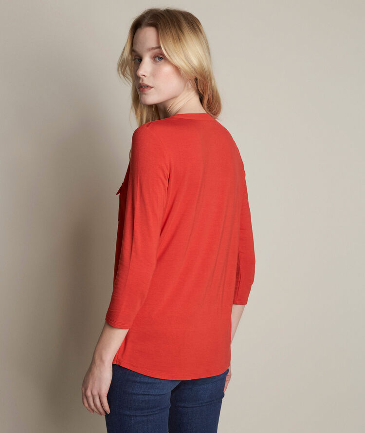 Genna orange two-fabric blouse vibrant orange.