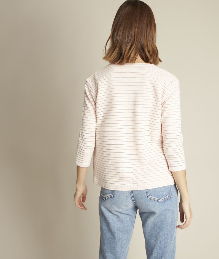 Romeo striped openwork cardigan nude.