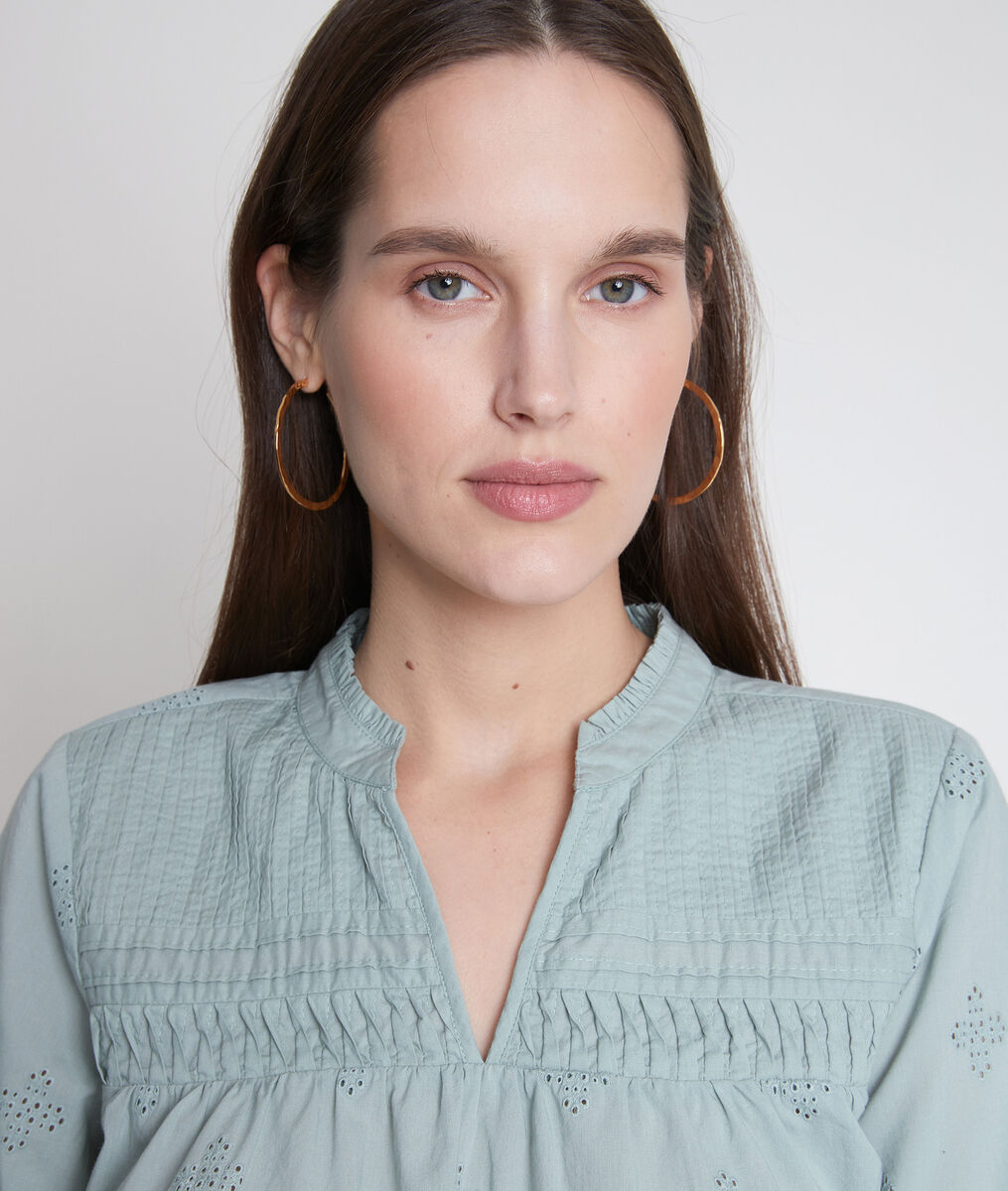 TOBIAS V-neck mint embroidered blouse | 1-2-3 TOBIAS V-neck mint embroidered blouse PhotoZ | 1-2-3