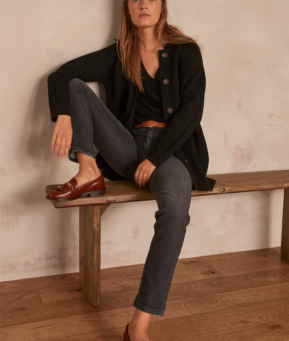 Sonia dark grey organic-cotton straight-leg jeans PhotoZ | 1-2-3