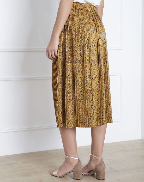 Story yellow snakeskin print pleated skirt aniseed.