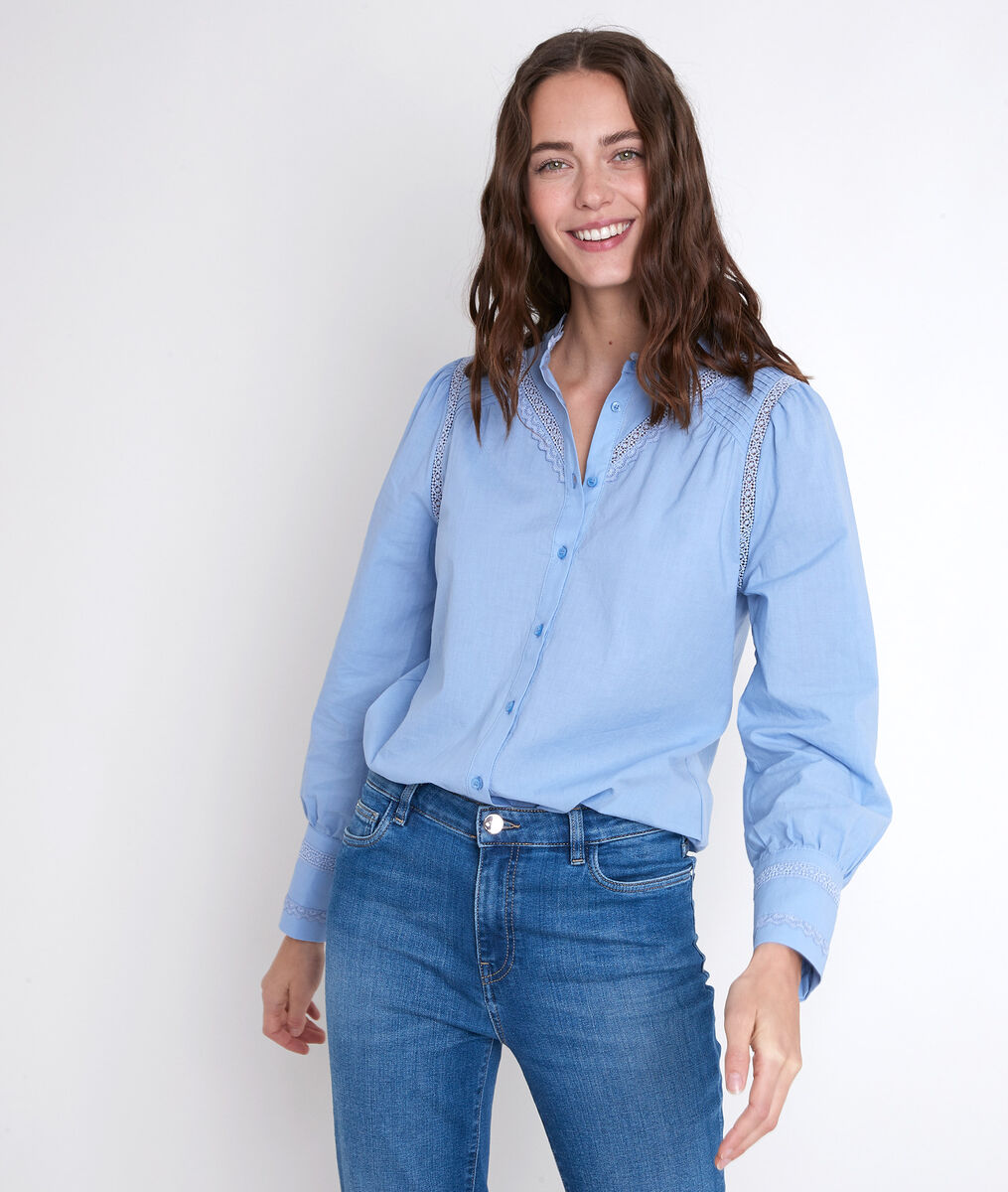 JOHANA lavender embroidered cotton blouse | 1-2-3 JOHANA lavender embroidered cotton blouse PhotoZ | 1-2-3