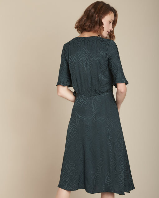 Roda cypress fluid jacquard dress forest green.