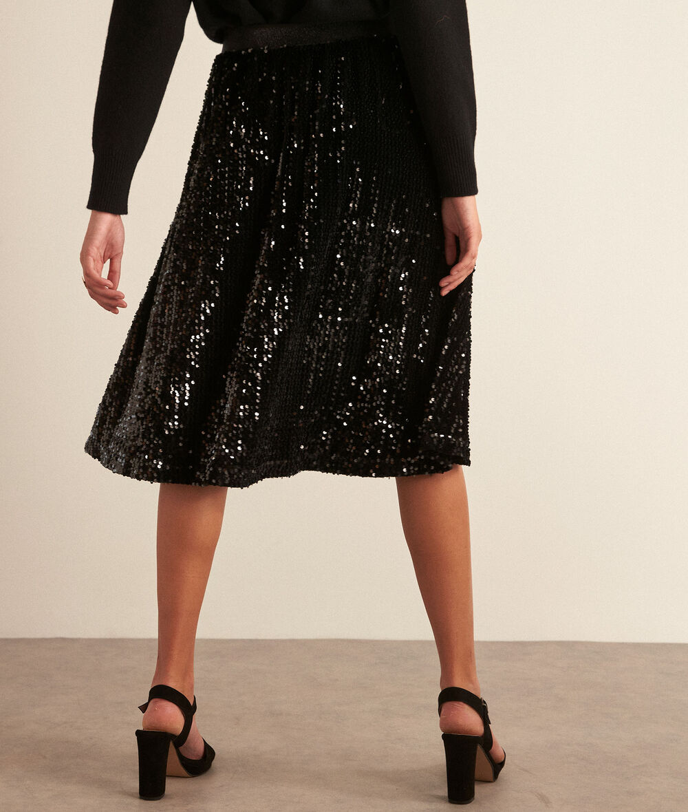 Karen black sequinned midi skirt PhotoZ | 1-2-3