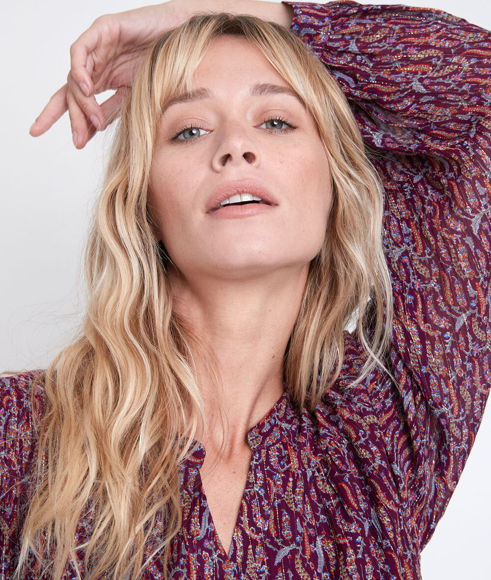 Elsa garnet printed blouse grenat.