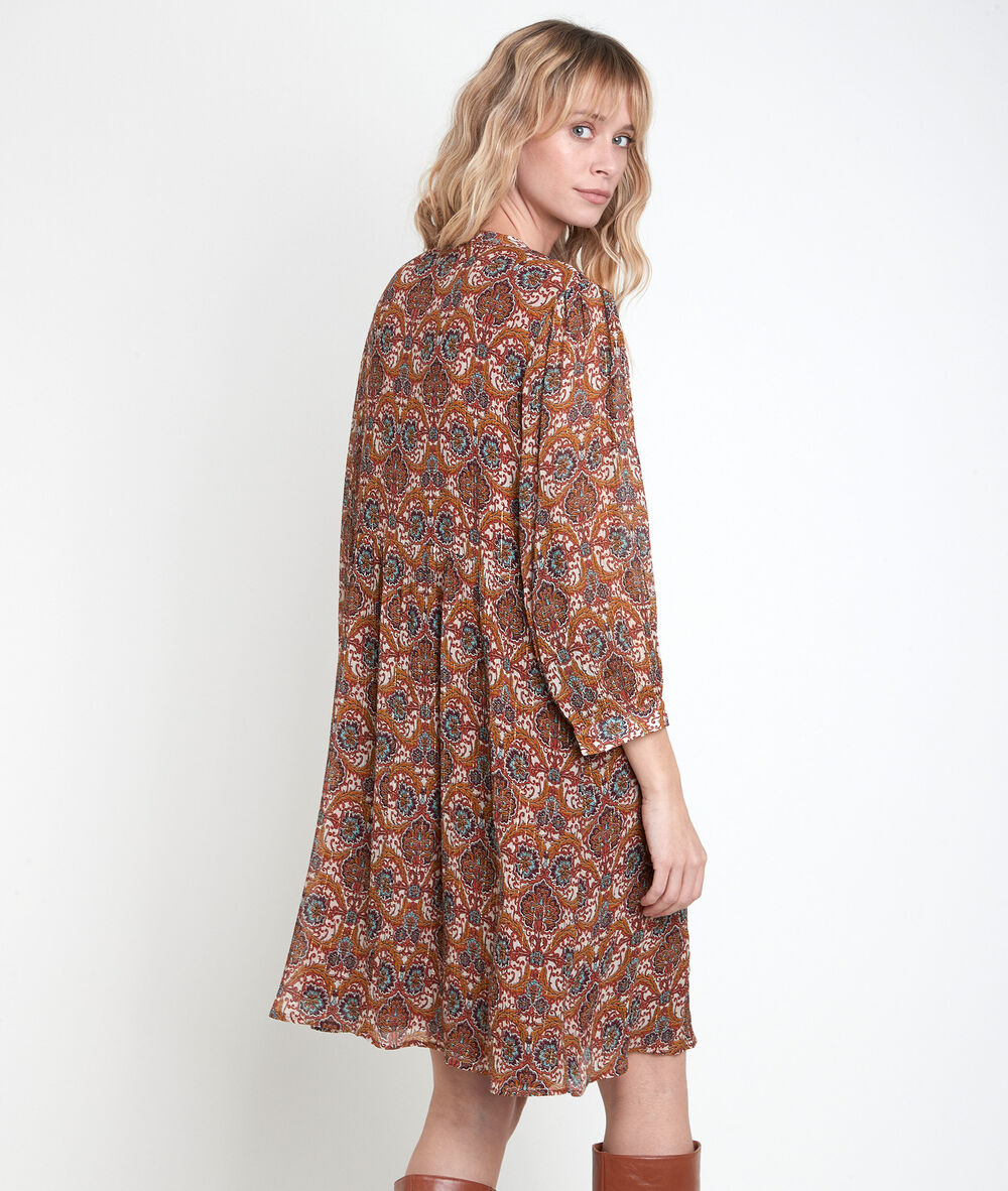Calypso camel-coloured printed dress camel.