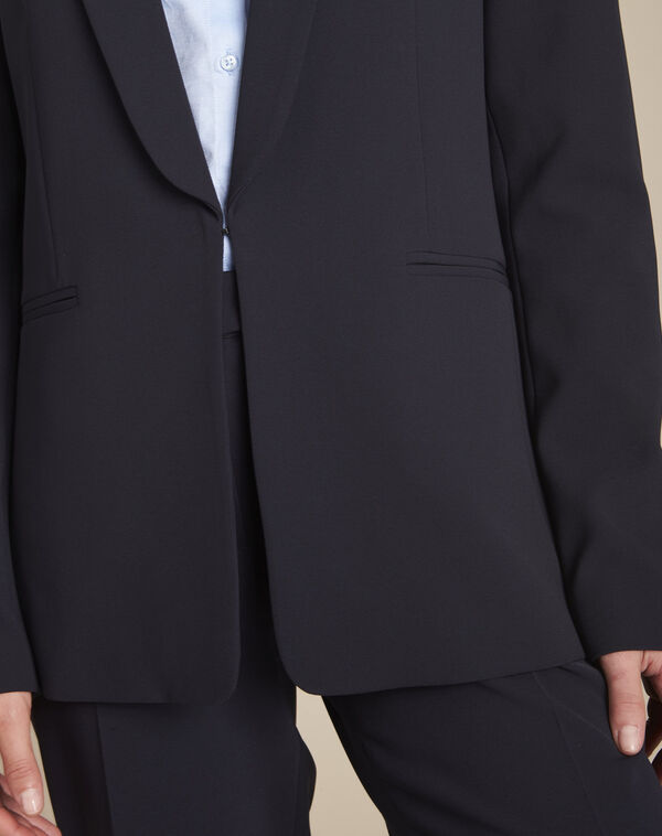 Stella navy microfibre shawl collar jacket navy.