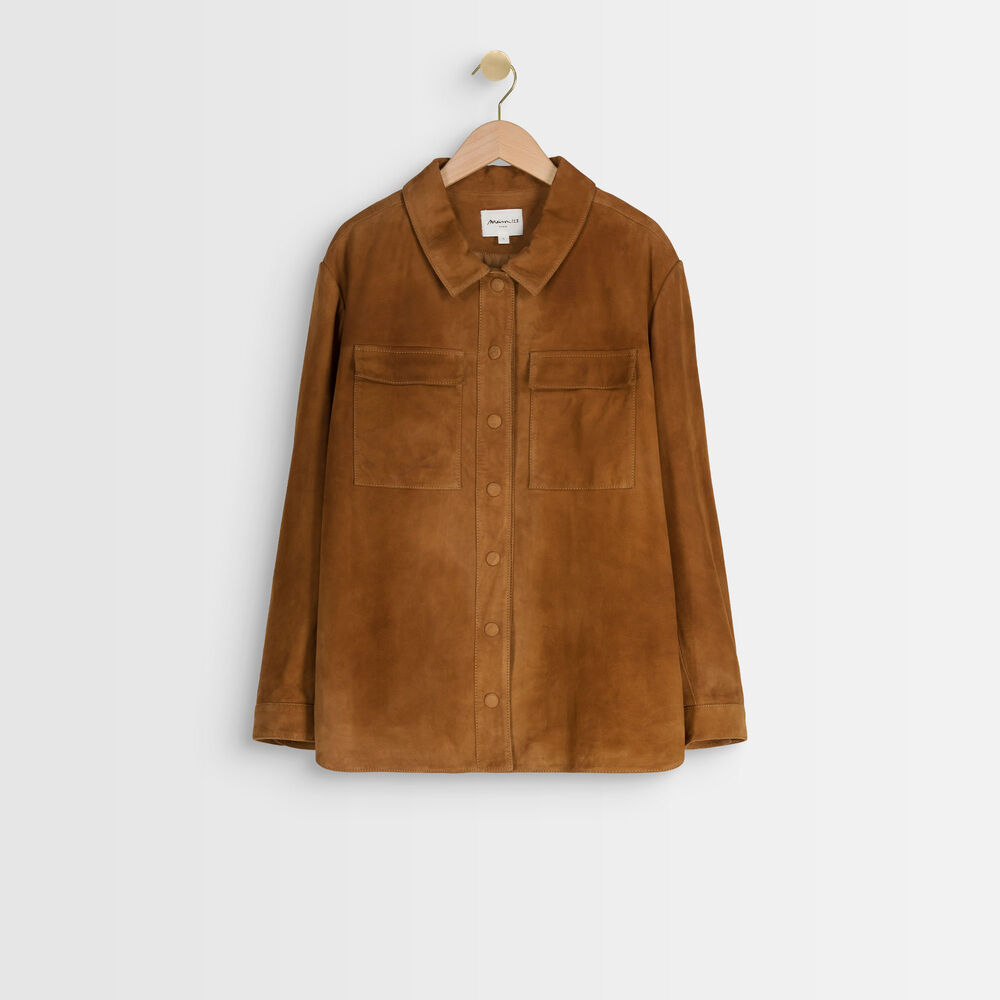 Poppy camel-coloured suede over-shirt camel.
