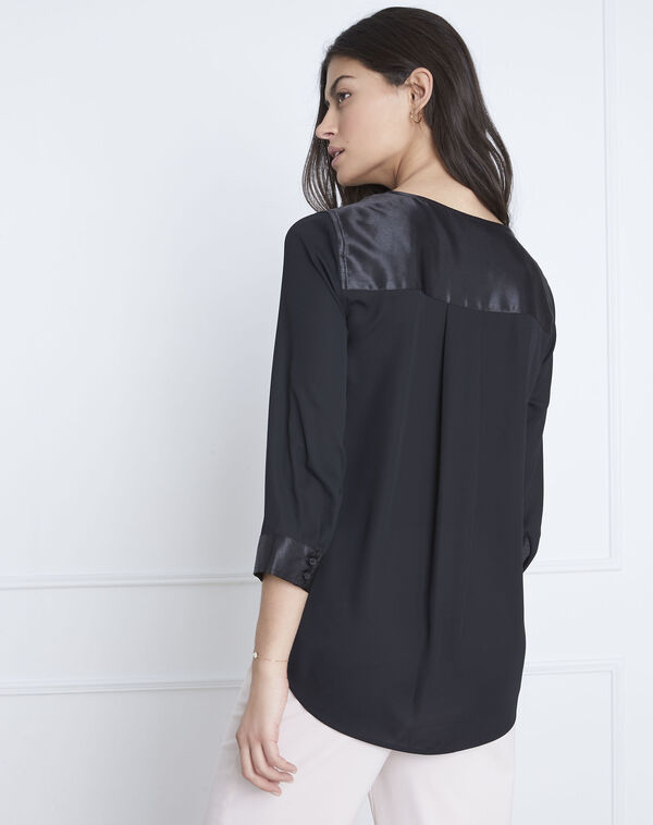 Valeria black blouse with satin-effect details black.