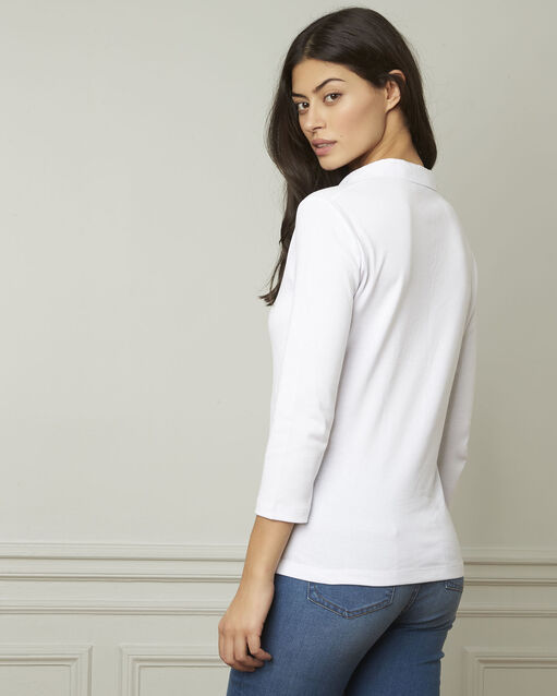 Primerose white lurex t-shirt with v neckline white.