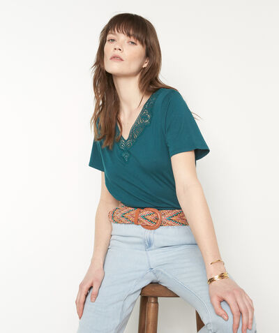Melodie teal cotton and lace T-shirt  PhotoZ | 1-2-3
