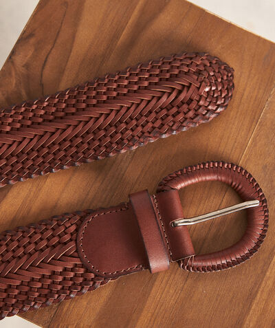 Edisson wide chocolate-coloured braided belt  PhotoZ | 1-2-3