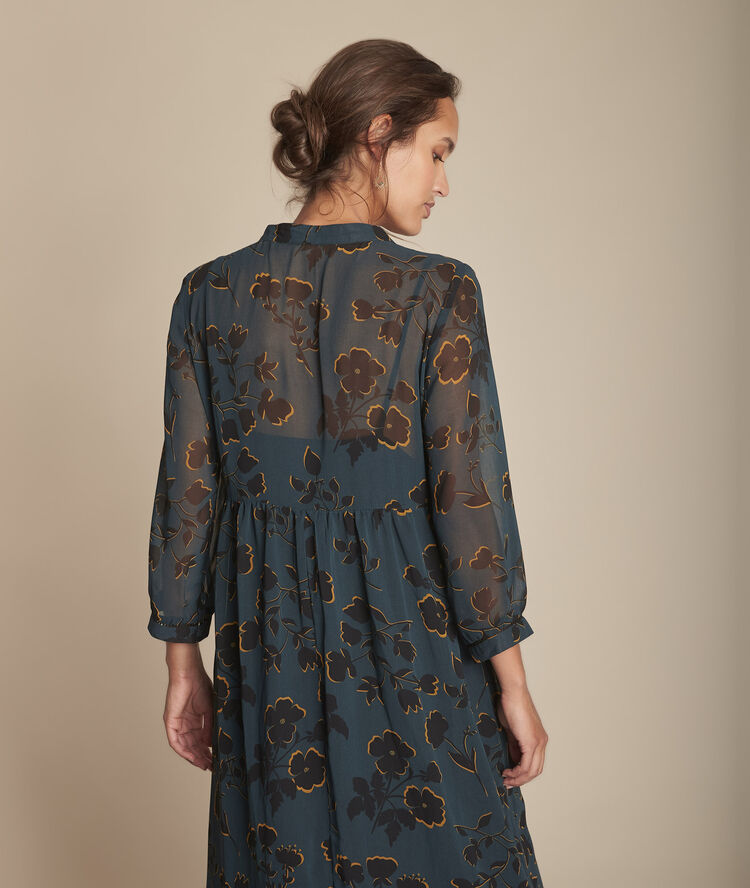 Ivanie cypress long printed dress forest green.