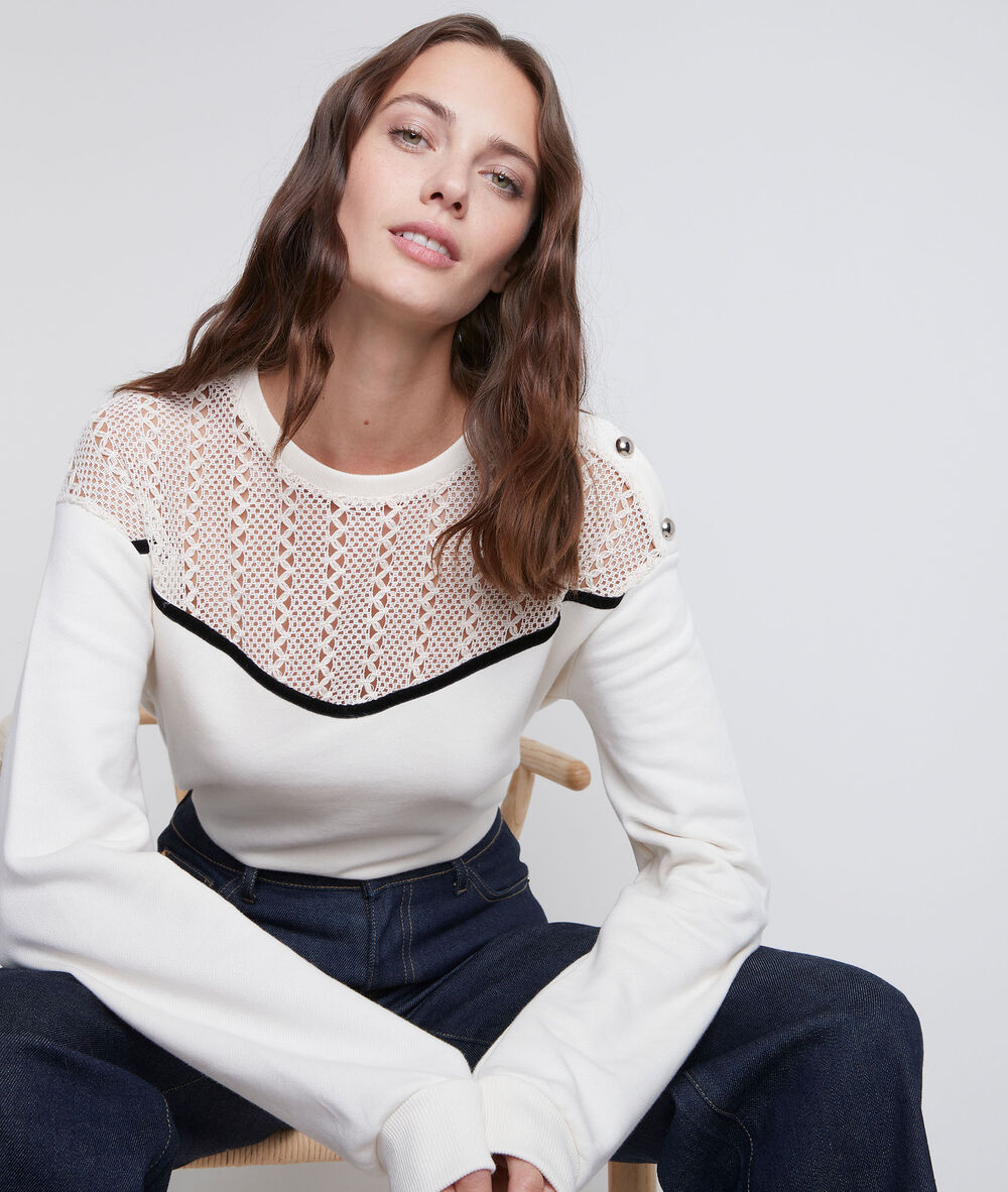 Dimitri lace sweatshirt ecru.