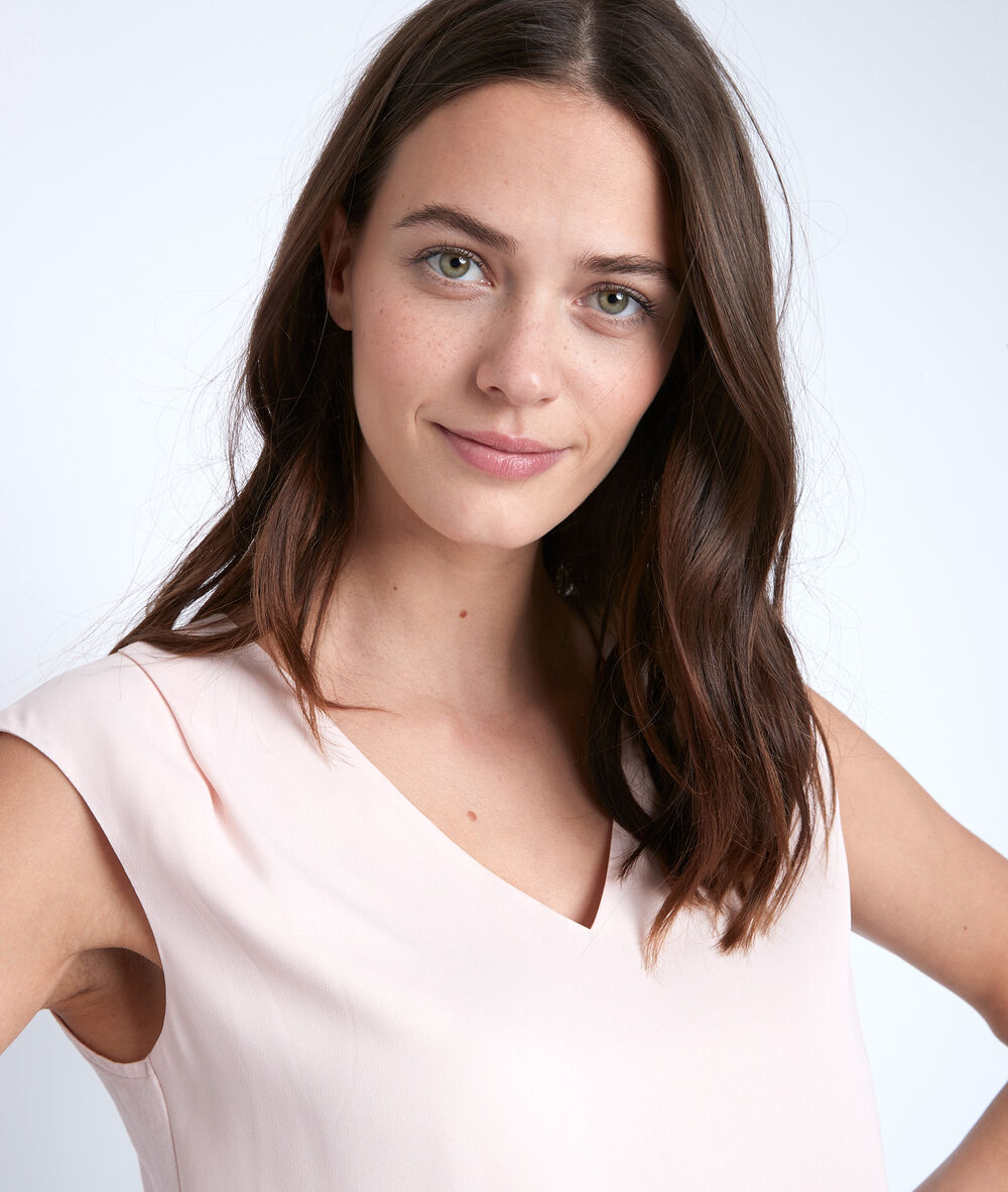 Neptune nude dual-fabric blouse nude.