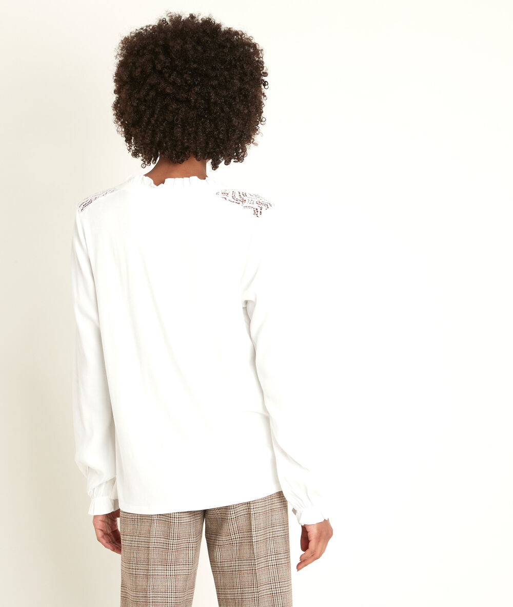 Dany lace dual-fabric blouse ecru.