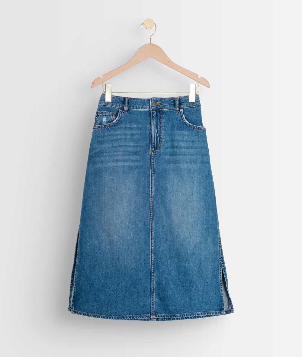 Erva denim cotton skirt denim brut.