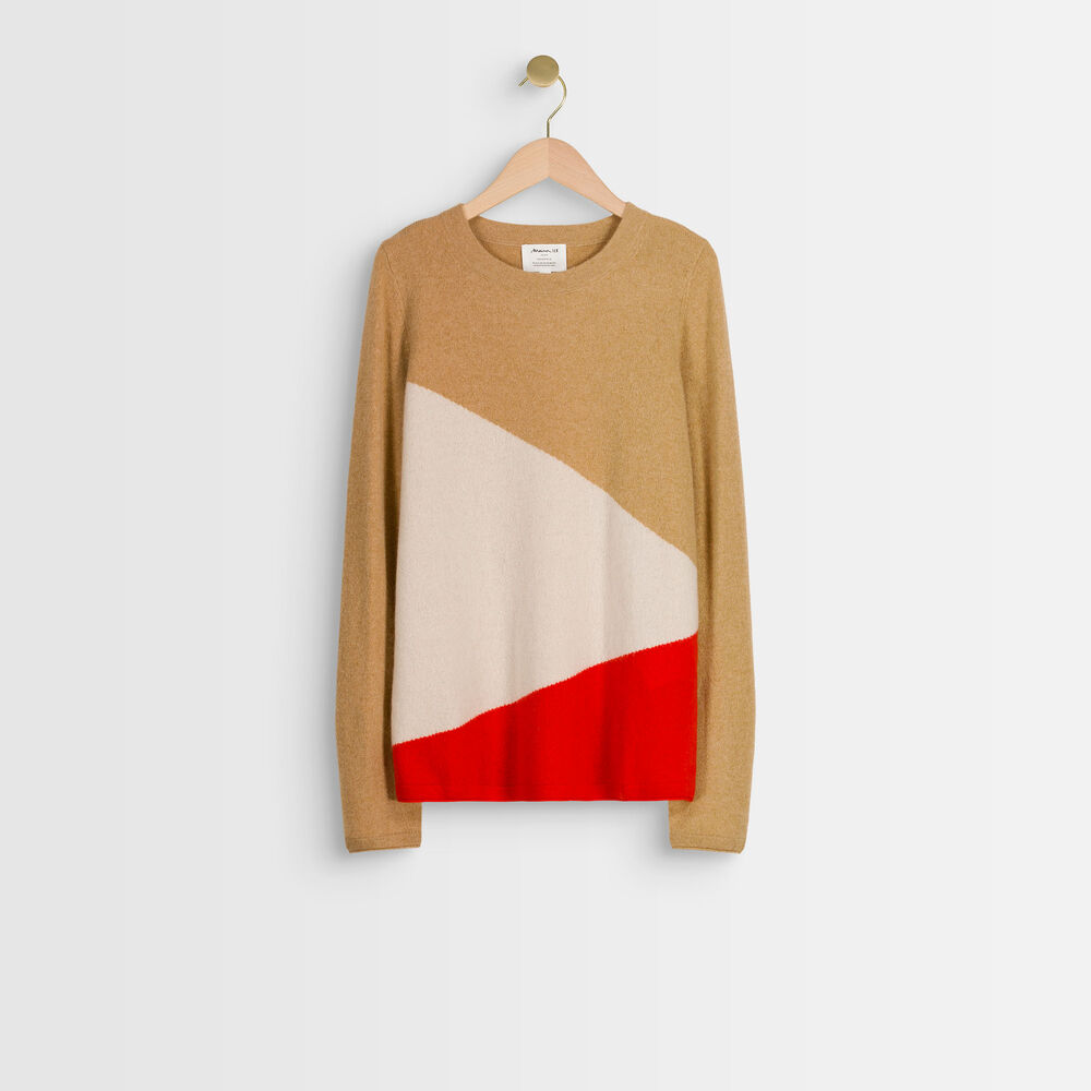 Raven colourblock cashmere pullover geranium.