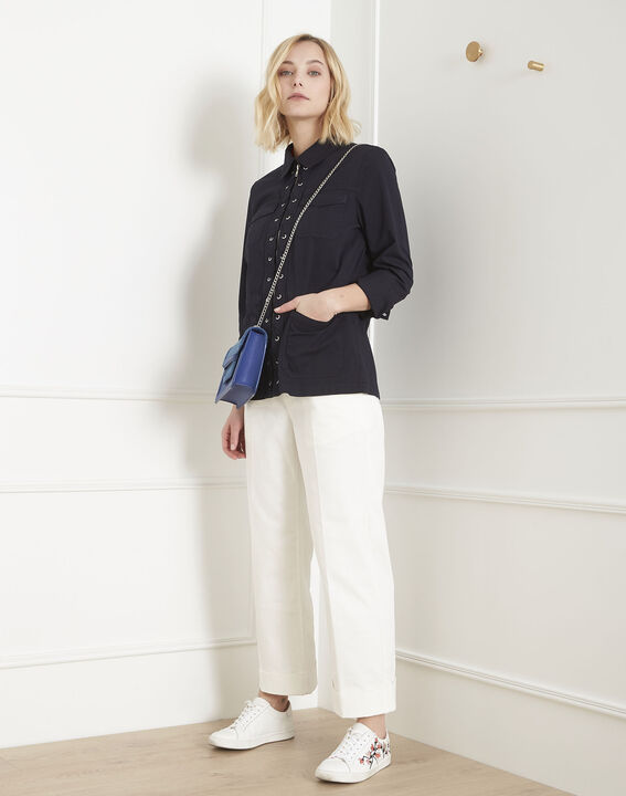 Folly navy cotton jacket with pockets | 1-2-3 Folly navy cotton jacket with pockets PhotoZ | 1-2-3