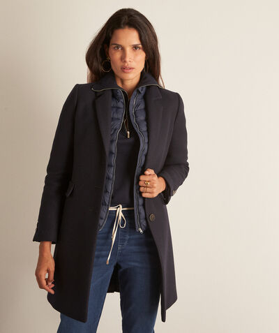 Plume navy straight recycled wool coat PhotoZ | 1-2-3