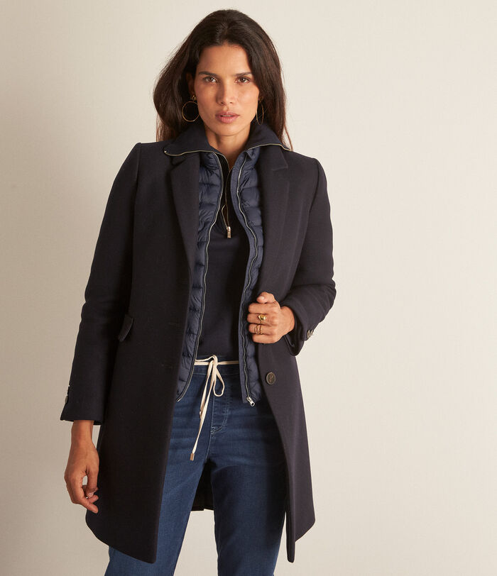 Plume navy straight recycled wool coat PhotoZ | 1-2-3