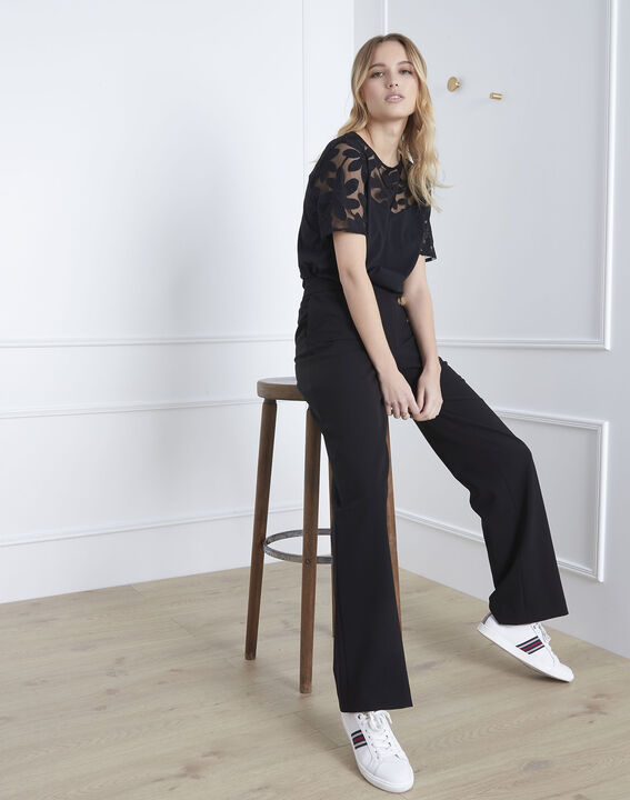 Port Louis black T-shirt with lace embroidery | 1-2-3 Port Louis black T-shirt with lace embroidery PhotoZ | 1-2-3