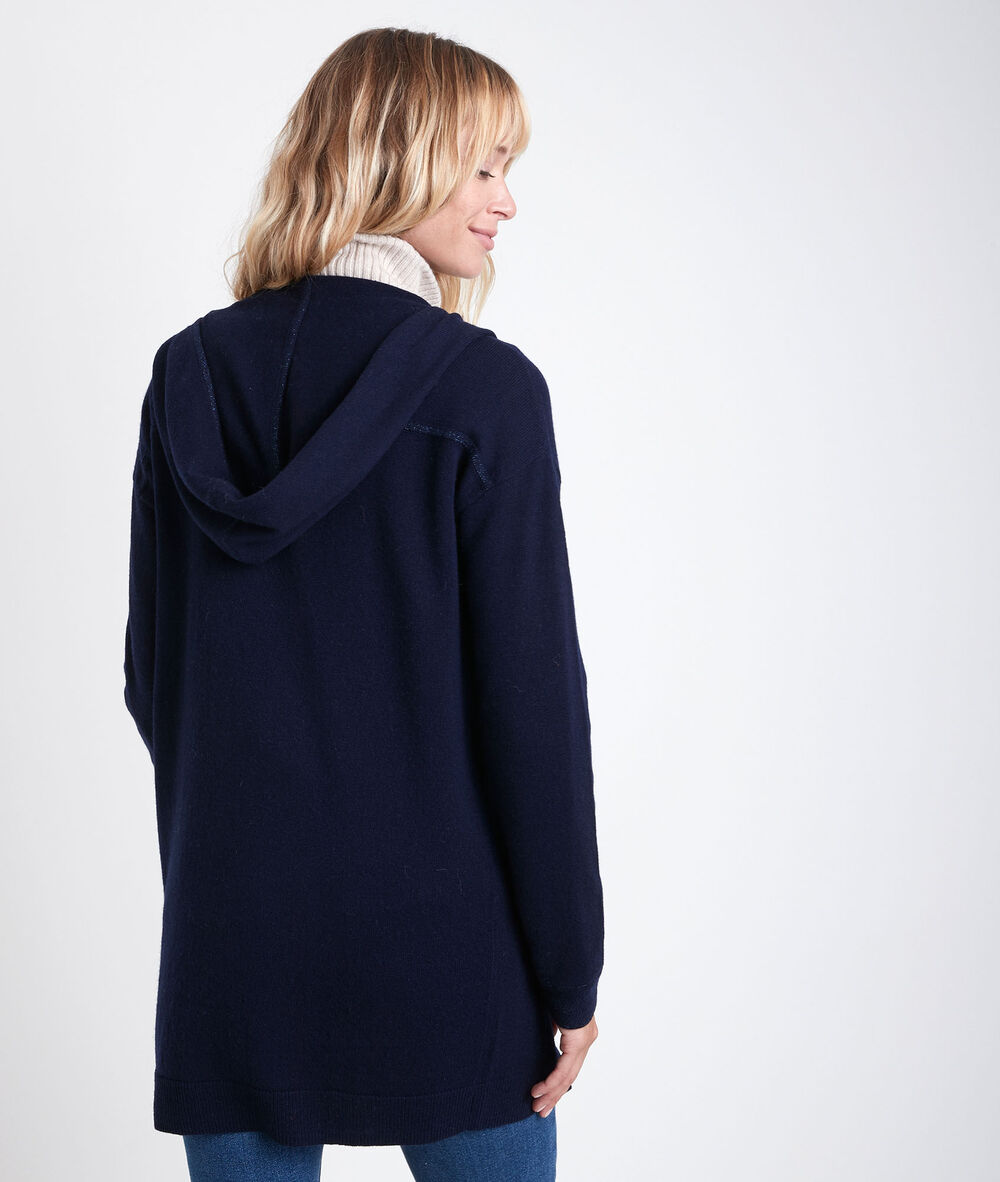 Ruth long wool and cashmere cardigan marine.