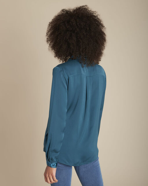 Maya cypress satin shirt forest green.