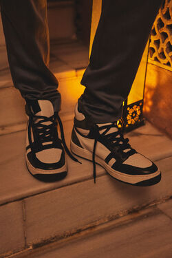 Nelson White and Black Leather High-top Trainers PhotoZ | 1-2-3