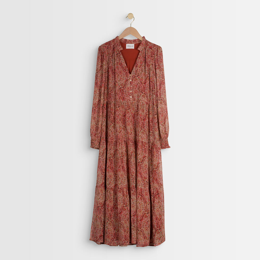 Nada beige print maxi dress beige.