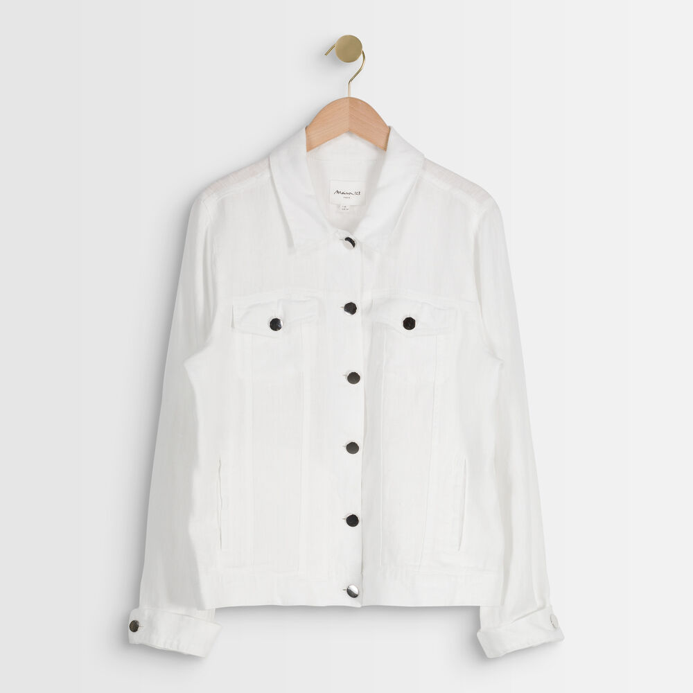 Clem white linen jacket white.