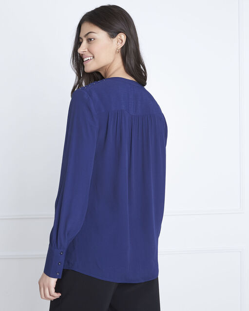 Valda navy fluid-cut blouse ink.