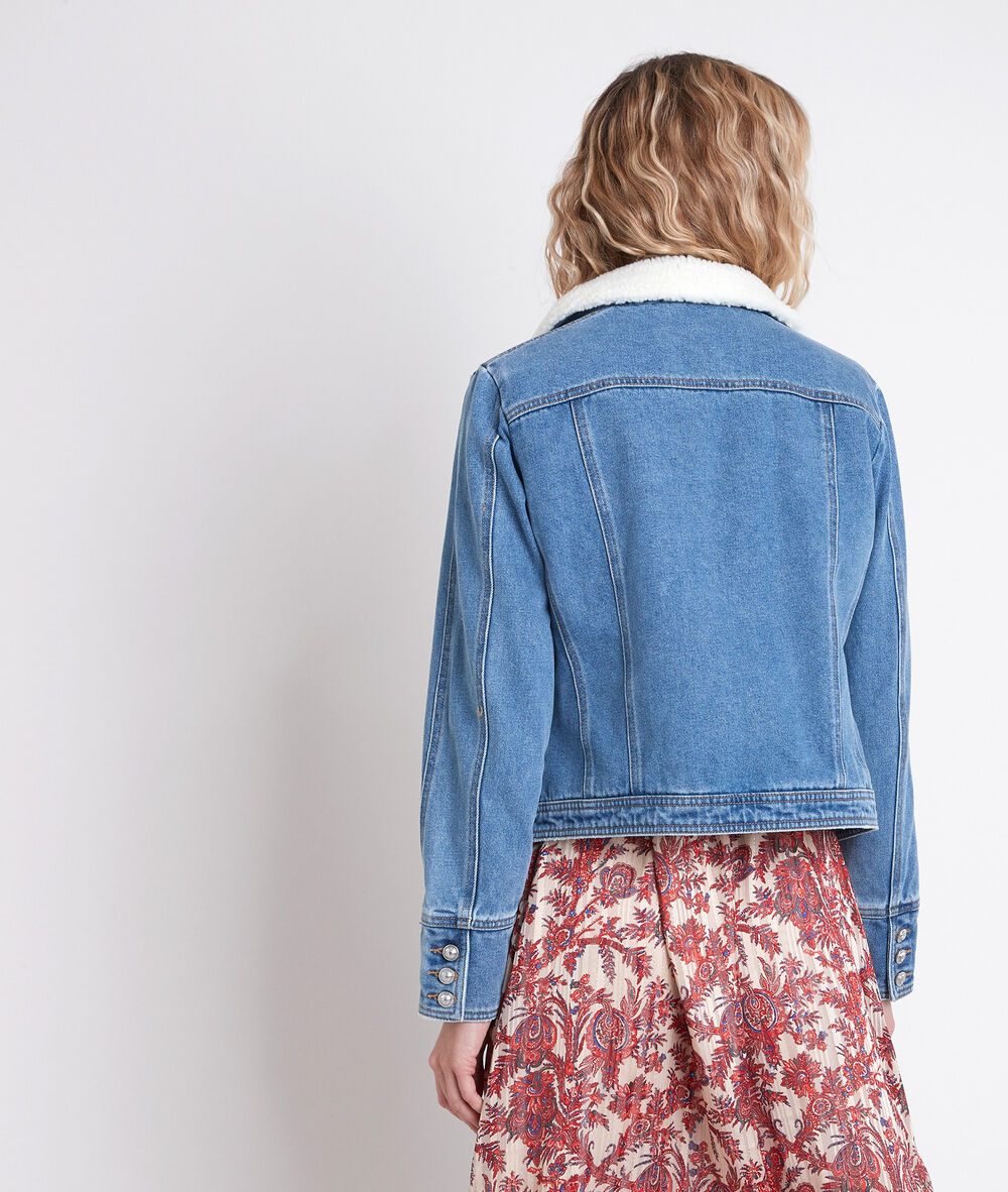 Panache denim and faux fur jacket stone used.