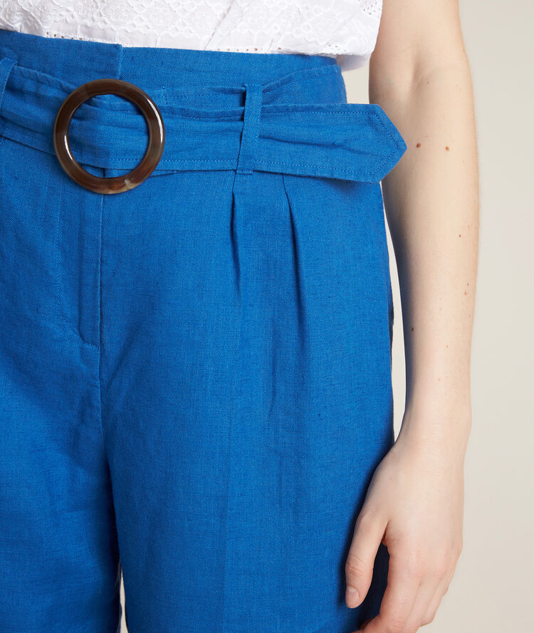 Ilea belted linen trousers blackcurrant.