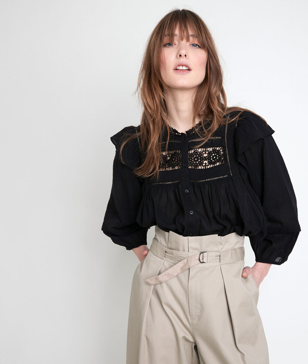 TALIA black cotton lace blouse | 1-2-3 TALIA black cotton lace blouse PhotoZ | 1-2-3