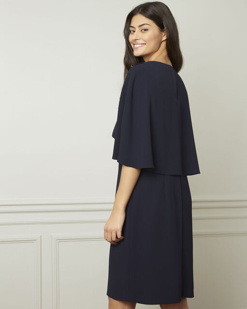 Heidi navy dress with cape detail navy.