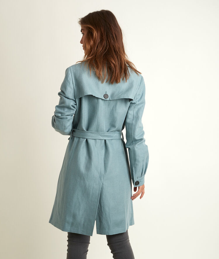 Sadao linen and cotton trench coat ardoise.