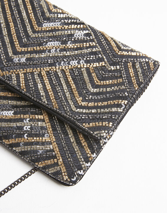Idéal sequinned black clutch bag | 1-2-3 Idéal sequinned black clutch bag PhotoZ | 1-2-3