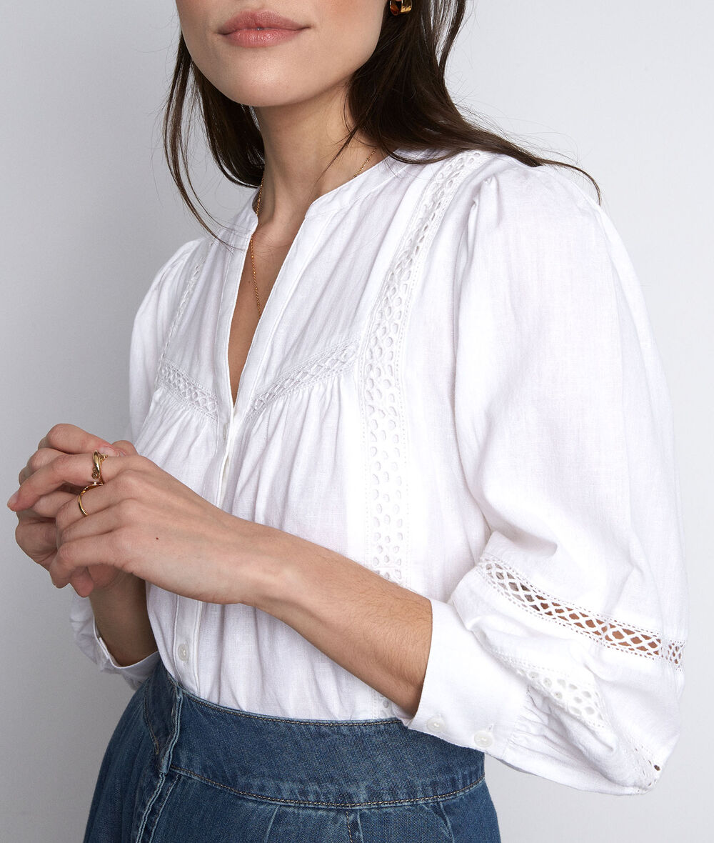 Lady white cotton and linen blouse PhotoZ | 1-2-3