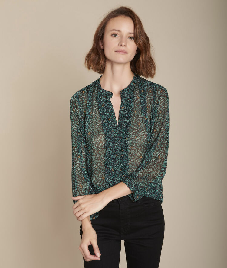 Maggie leaf print blouse forest green.