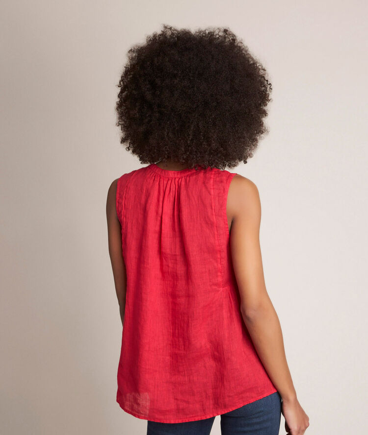 Eloane red linen top dark fuscia.