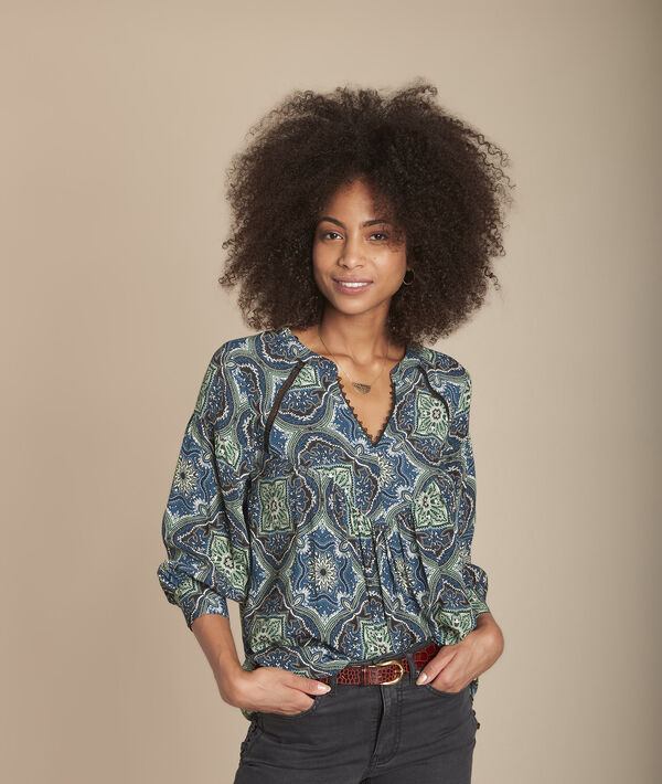 Marlene navy floral print blouse | 1-2-3 Marlene navy floral print blouse PhotoZ | 1-2-3