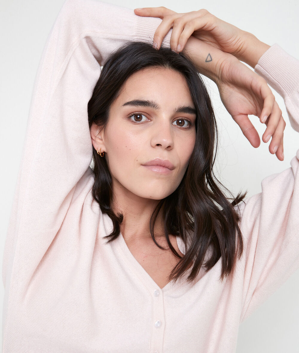 Aldo powder-coloured recycled polyamide cardigan poudre.