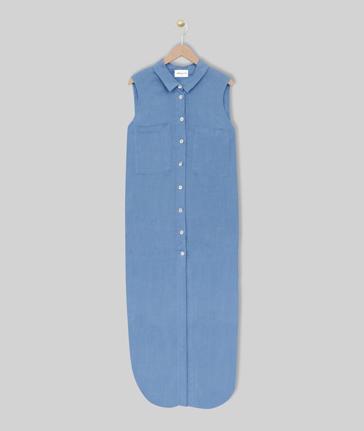 Cyrielle long belted linen dress lavendar.
