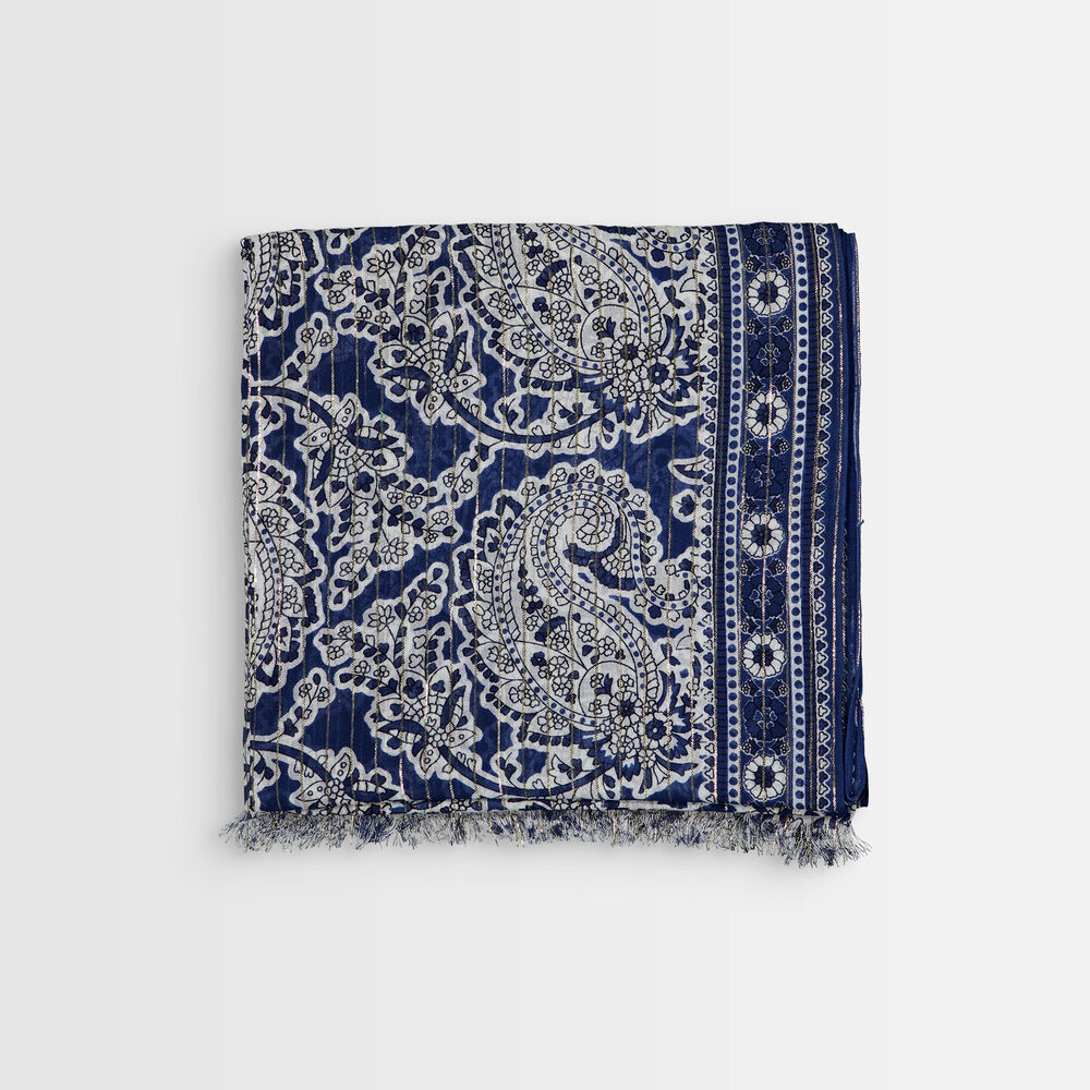 Bianca blue cashmere printed scarf encre.