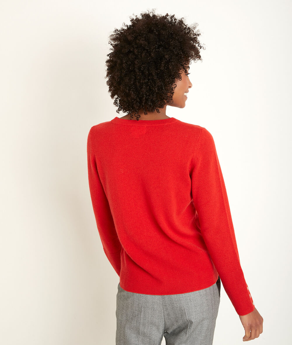River orange cashmere pullover geranium.