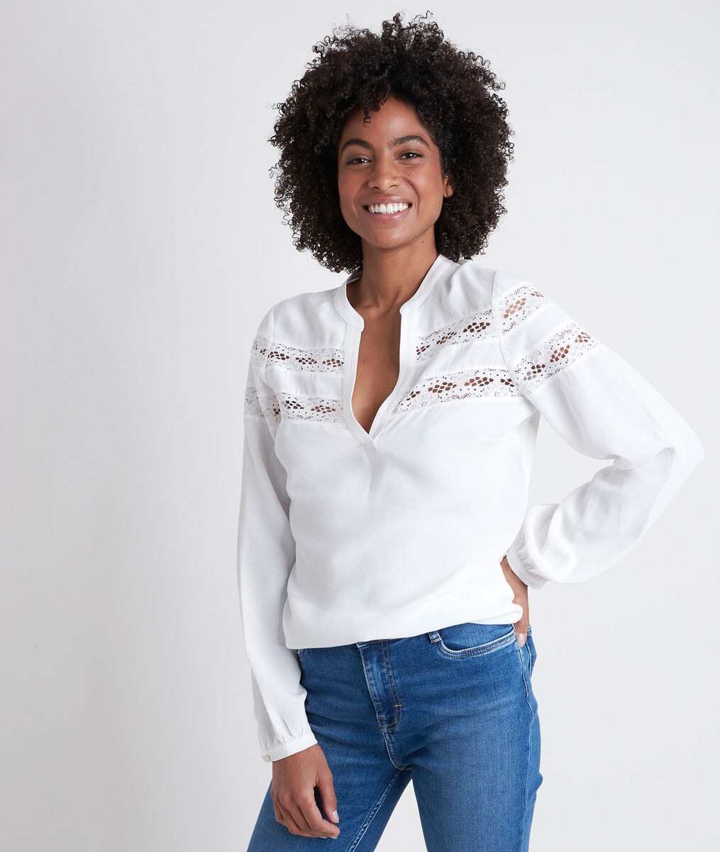 DAISY two-fabric ecru top | 1-2-3 DAISY two-fabric ecru top PhotoZ | 1-2-3